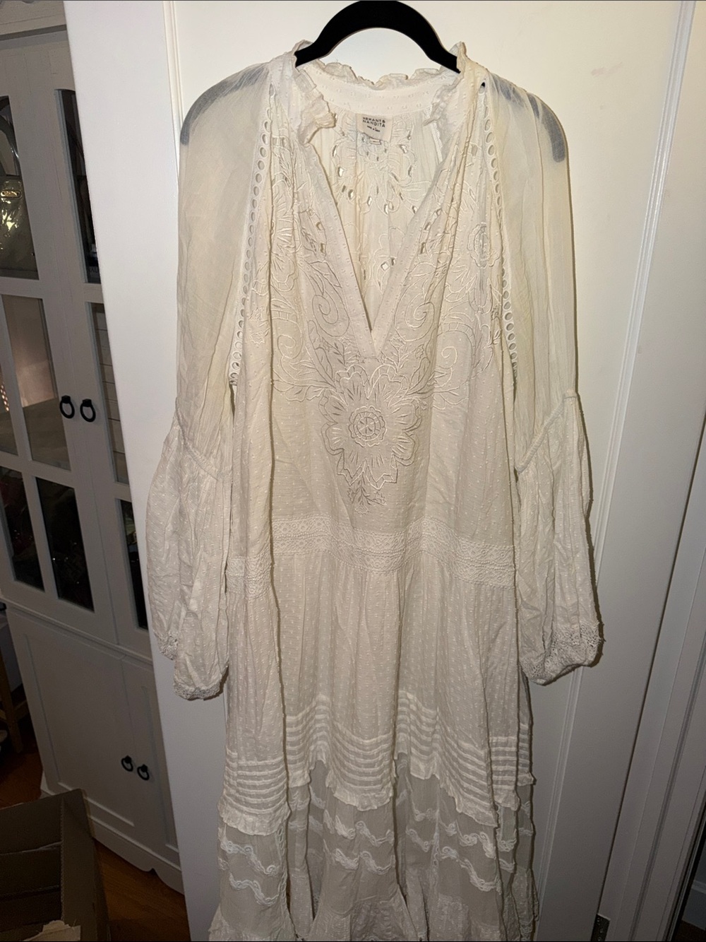 Hemant & Nandita White Embroidered Cotton Maxi Dress XL - Picture 5 of 6